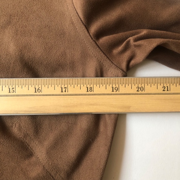 NWOT Ultra Suede Brown Button Down Blouse, Shirt by Max Studio - Picture 10 of 12
